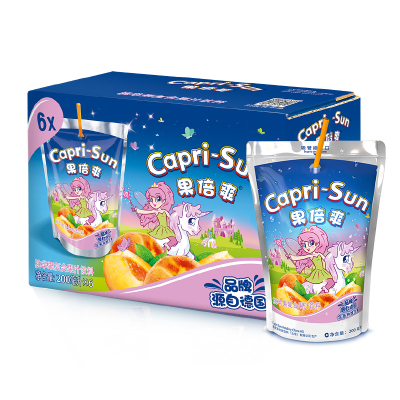 果倍爽桃苹果复合果汁饮料200ml*6