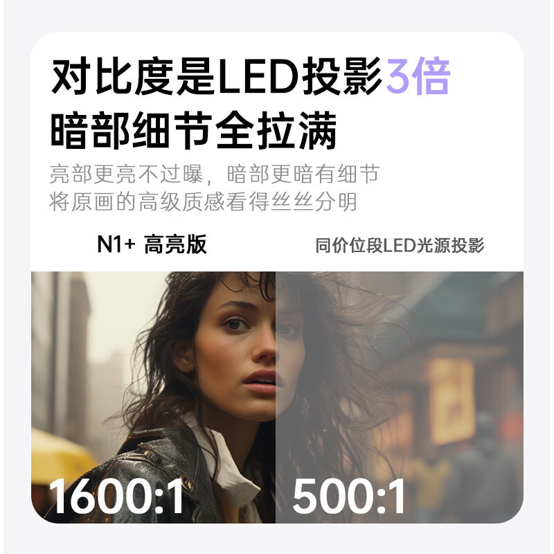 JMGO坚果N1+高亮版投影仪(含100吋画框幕布)超高清三色激光云台家用护眼智能卧室客厅投墙家庭影院超大内存游戏娱乐