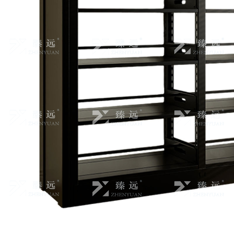 臻远 ZY4072618 钢制书架图书馆书架资料架 双面6层一列三组黑色 2800*450*2000高清大图