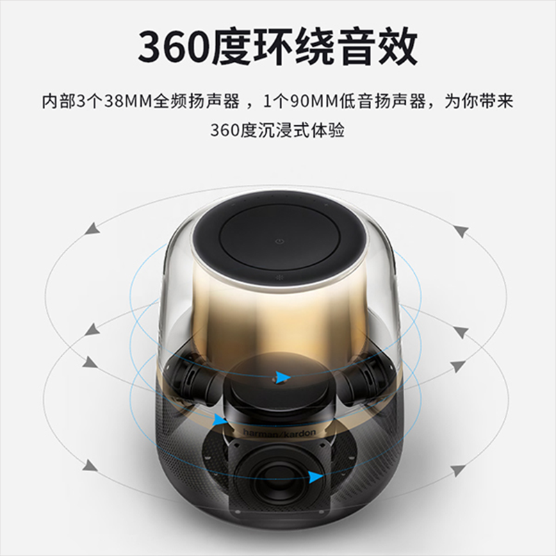 哈曼卡顿(Harman/Kardon)Allure音乐曜石 便携蓝牙家庭音箱 360度环绕声 无线蓝牙流媒体 低音炮高清大图