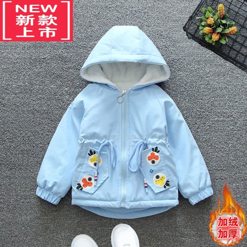 可莉允女童秋冬装2022新款韩版宝宝童装洋气加绒外套中大童儿童加厚风衣棉服图片
