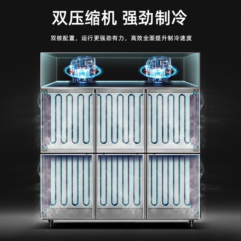 香雪海商用冰柜立式不锈钢厨房冰箱 冷冻冷藏餐饮酒店后厨保鲜柜冷柜六门双温1412L高清大图