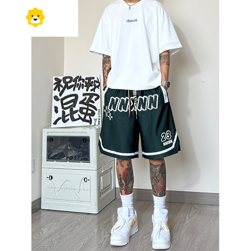 FISH BASKET美式街头穿搭篮球短裤男季潮牌宽松大学生休闲运动五分裤子