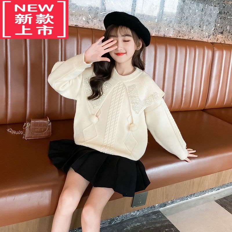可莉允女童毛衣秋冬季加绒加厚中大儿童毛衣针织打底衫冬装2022新款洋气图片
