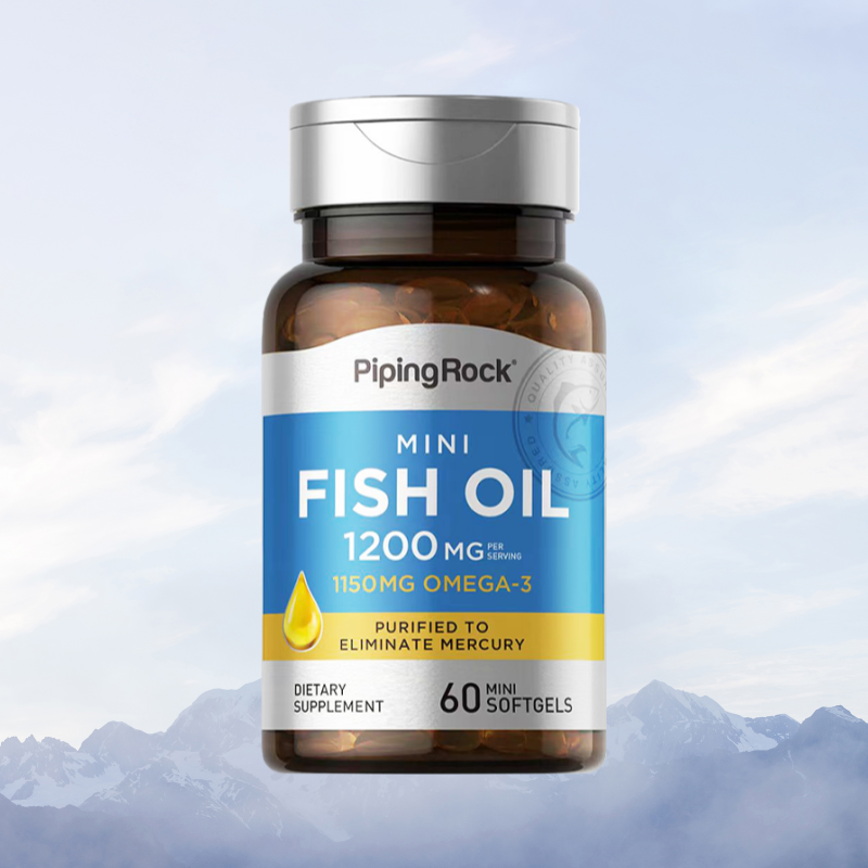 保税发-PipingRock迷你高纯鱼油软胶囊60粒 美国原装进口 科学配比学生白领脑力工作者中老年高清大图