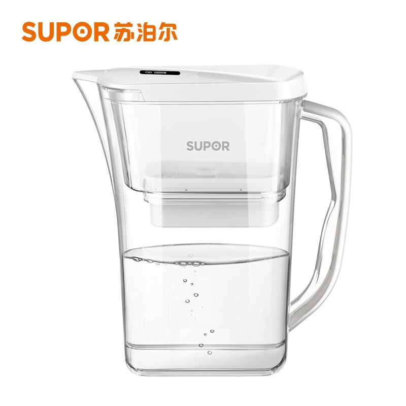 苏泊尔(SUPOR)过滤净水器 家用滤水壶 自来水过滤器净水壶 J-UF01(白色)一壶六芯