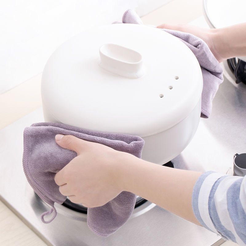 茶花抹布厨房洗碗布吸水不掉毛不沾油百洁布擦玻璃清洁布擦手布 [夹棉]30cm*30cm 3片(共1包)