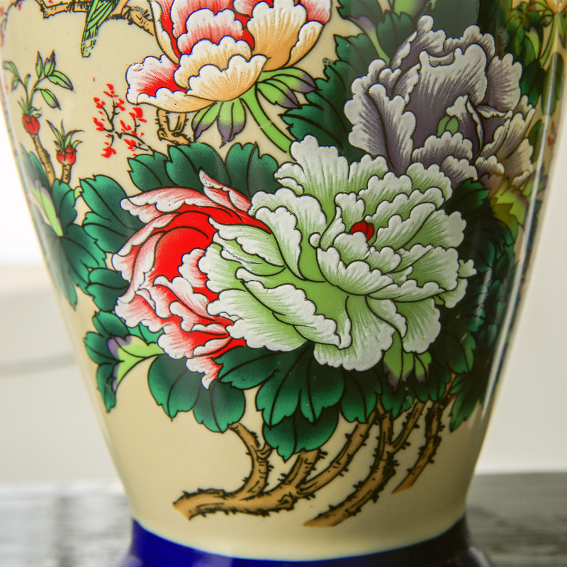 器花瓶手工家居饰品瓷瓶大号客厅工艺品中式仿古摆件 三维工匠 姜黄色特大号黄色高清大图