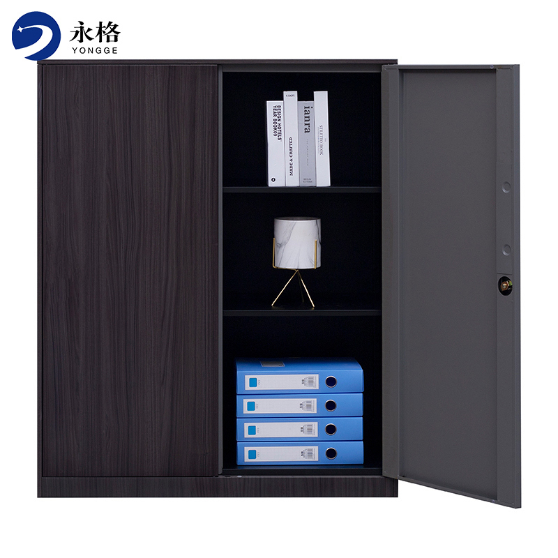 永格文件柜办公资料柜档案柜铁皮柜储物柜转印木纹书柜矮柜子带锁