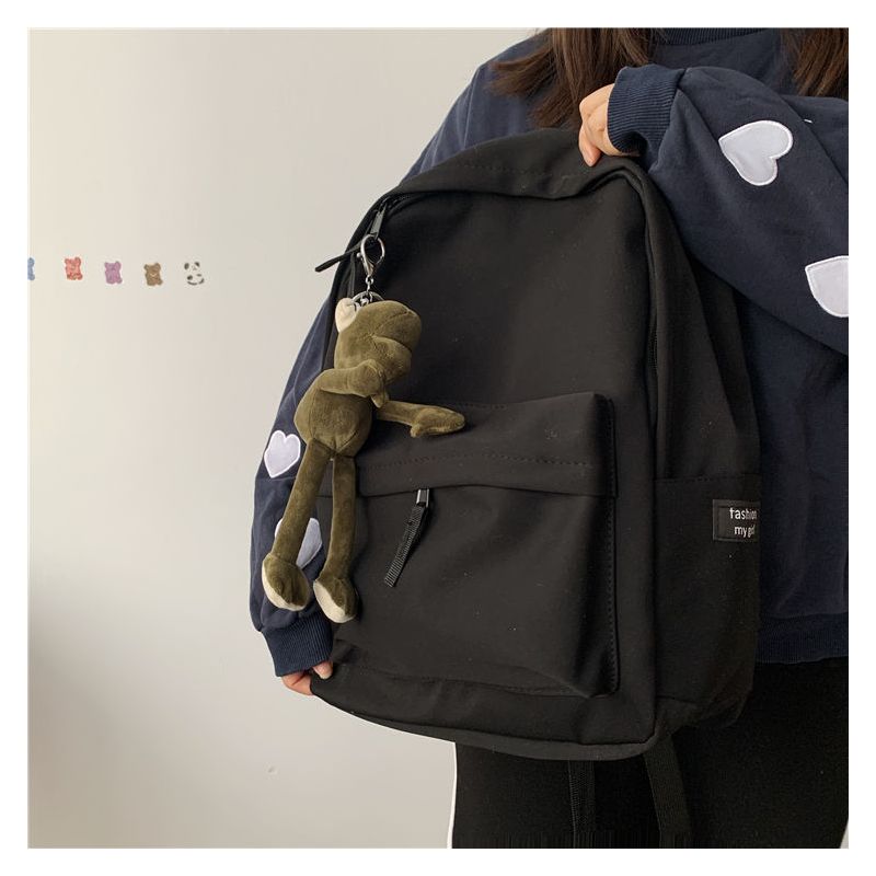 百搭书包女学生背包男双肩包原宿简约ulzzang纯色韩国ins风潮日系
