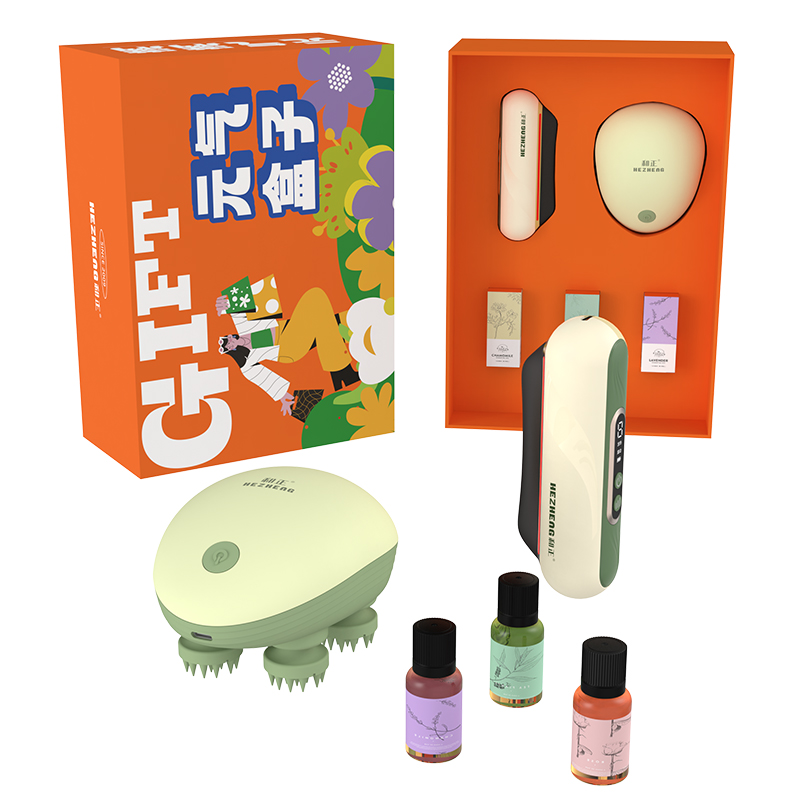 和正元气盒子 头部按摩器头皮按摩仪 猫爪揉捏 电动刮痧板 精美礼盒 元气礼盒 HZ-BOX-3