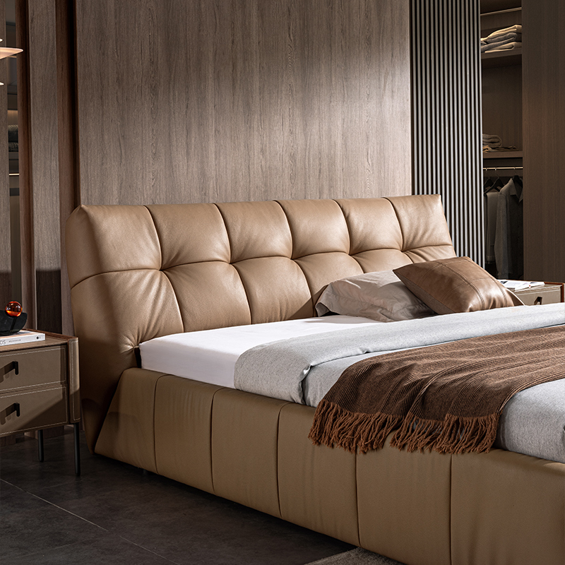 芝华仕cheers芝华仕意式极简真皮床轻奢主卧室大婚双人床头软包高端