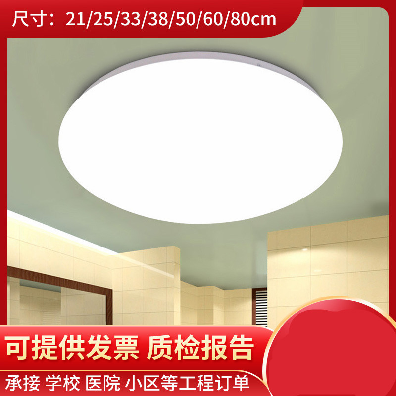 全白LED吸顶灯 客厅卧室餐厅阳台走道 简约现代圆形 全白工程灯具
