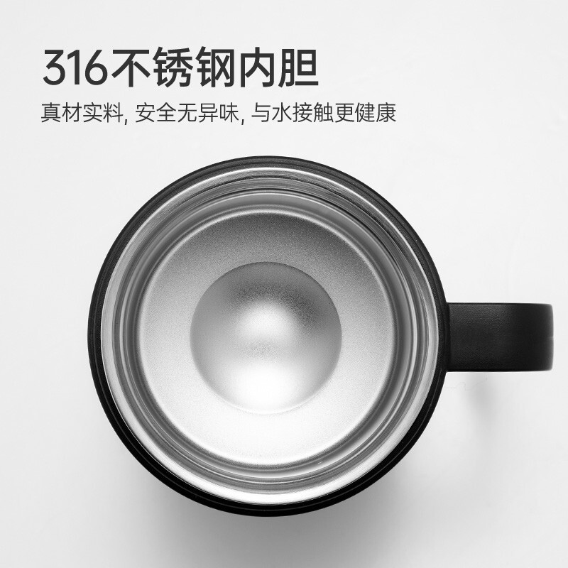 哈尔斯精钢系列商务办公保温杯男女316不锈钢水杯带手柄泡茶杯500ml 碳素黑500ml精钢锻造 全钢质地