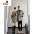 YANXU感情侣装秋季小众设计感韩版中长款风衣男女休闲大衣外套潮牌 L 短款不分男女