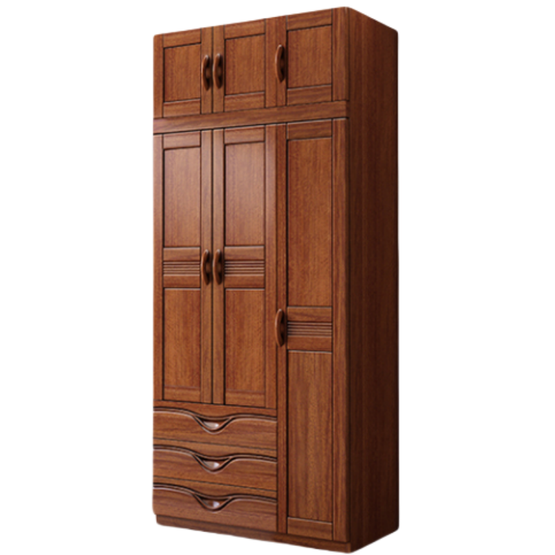 铭思达实木衣柜三门+顶柜套高清大图