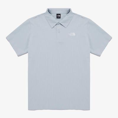 北面(The North Face)男款短袖polo衫休闲舒适百搭户外运动春夏服装 LIGHT_BLUE 095M