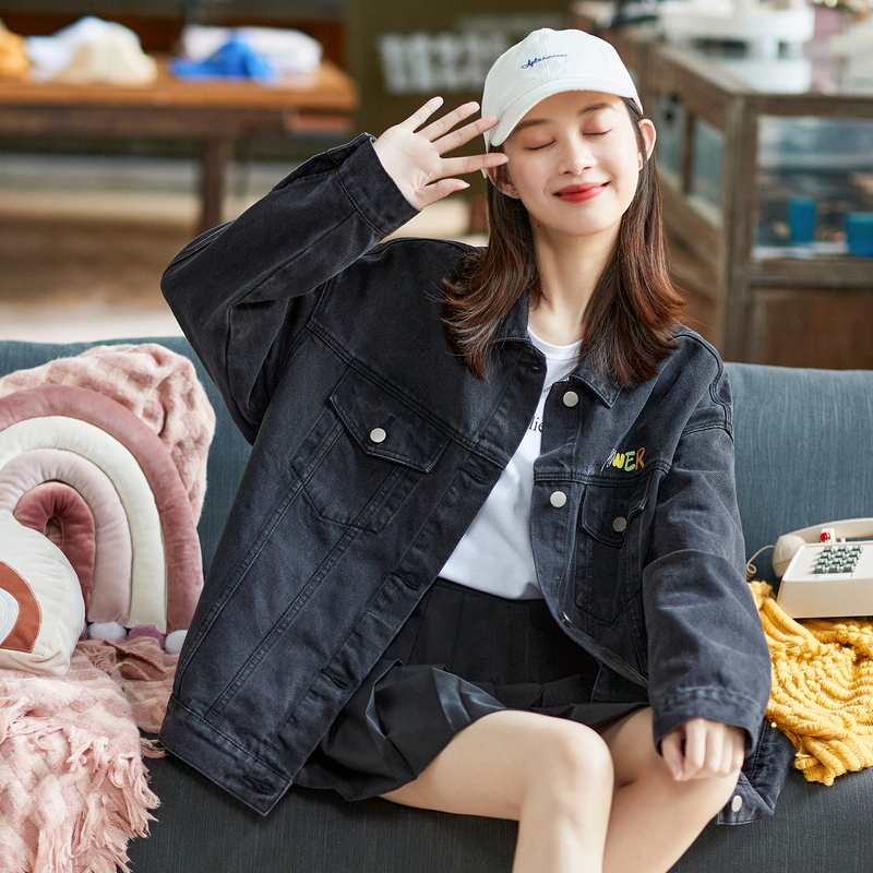 5折价1899元唐狮秋装新款牛仔外套女短款宽松百搭牛仔衣韩版休闲潮酷