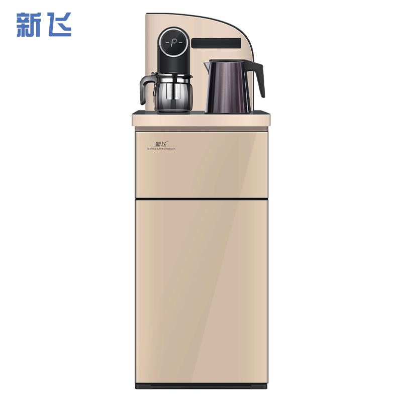 新飞 自营茶吧机家用下置式温热饮水机 远程遥控 全自动上水 小型柜式 童锁YR-5-X 金色 XF-L6