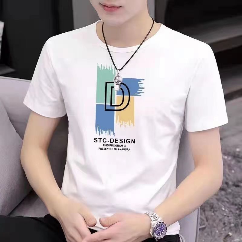 长绒棉男士短袖T恤男女2024款棉纯色圆领白色打底衫外T高清大图