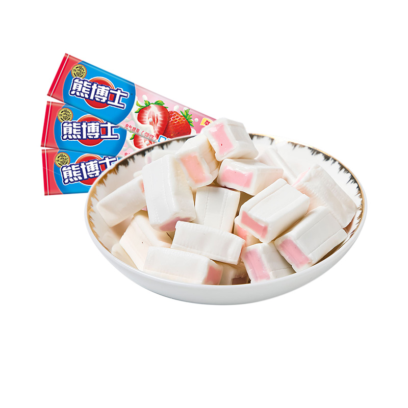熊博士口嚼糖草莓牛奶52g
