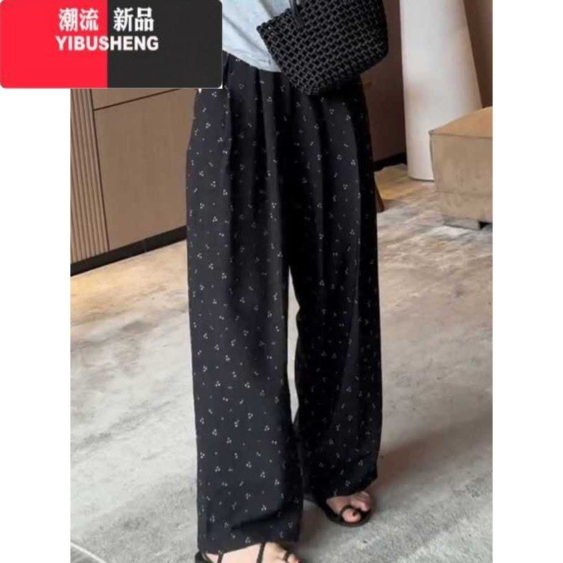 YIBUSHENG大码季薄款松紧腰垂感休闲裤女胖妹妹显瘦高腰宽松bf慵懒风裤子图片