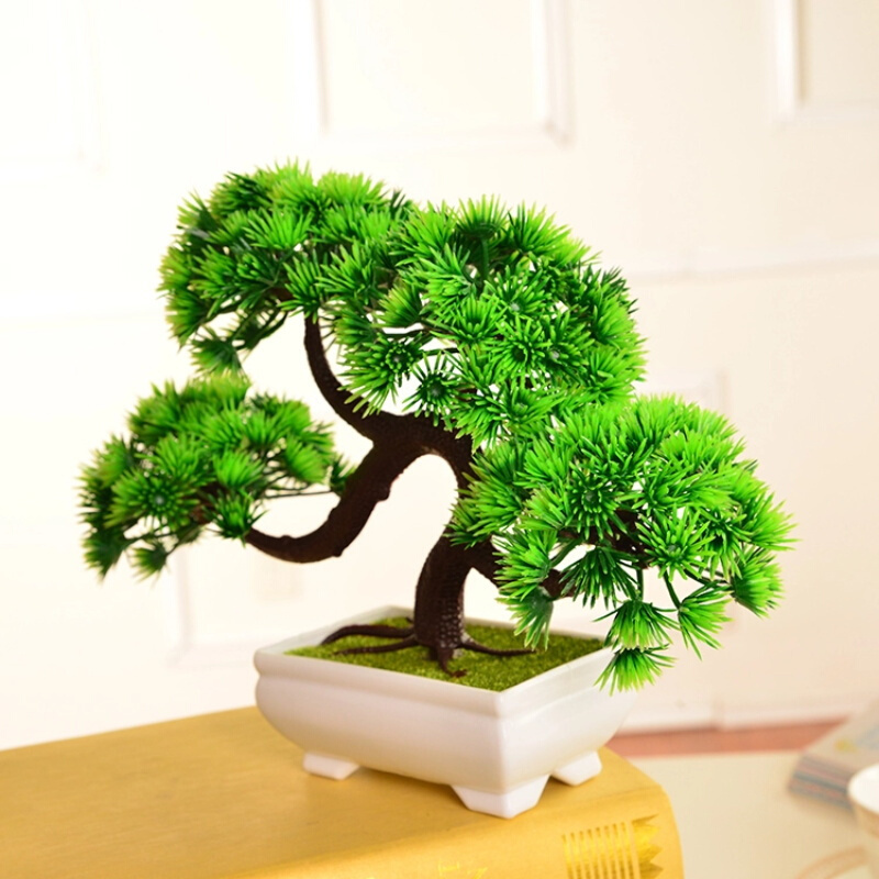 仿真迎客松植物盆栽室内绿植小盆景摆件桌面假花摆设家居装饰品摆件