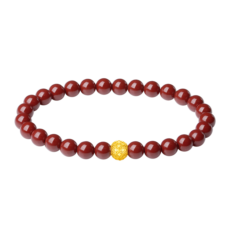 鑫铂尼足金紫金砂朱砂手链珠宝时尚本命年护身符转运珠手串情侣女款送妈妈母亲生日礼物送老婆媳妇