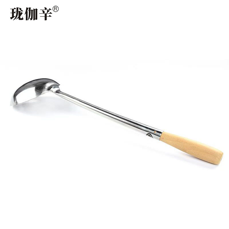 珑伽辛 不锈钢木柄炒勺 10两/把高清大图