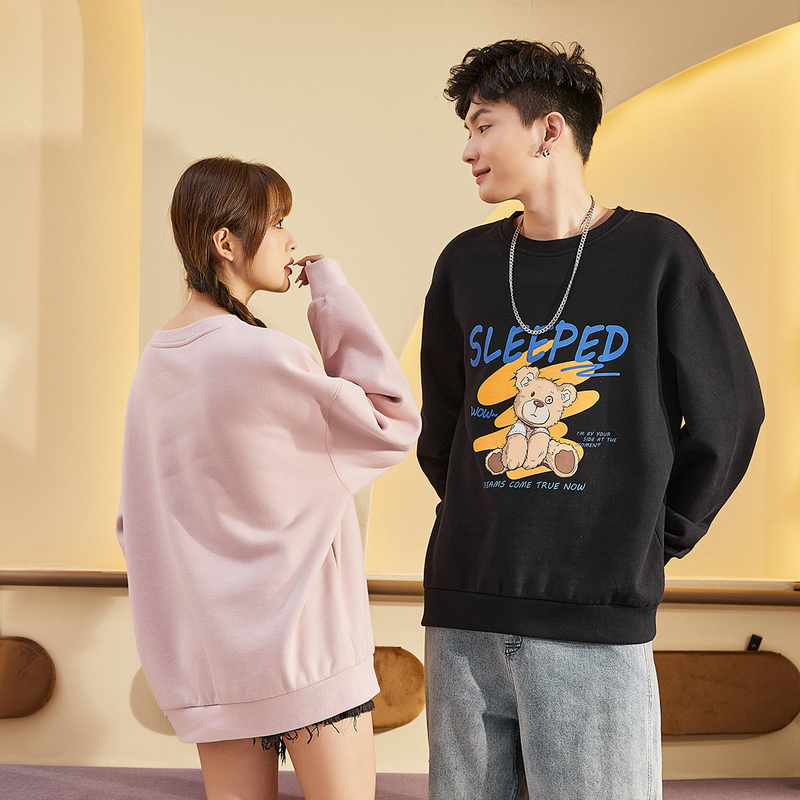 25折价899元还可叠券唐狮秋季新款情侣卫衣男女情侣装圆领宽松小熊