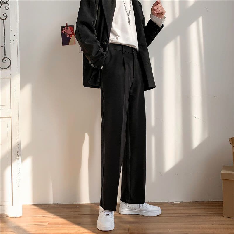 春秋季新款坠感小西裤男韩版潮流宽松学生DK直筒阔腿休闲西装长裤沙丞图片