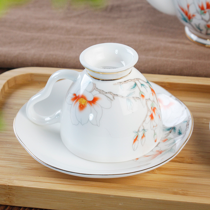米兰度(Milandu)中式高档骨瓷轻奢茶咖具茶杯咖啡杯茶壶套装家用高档随手礼 中式茶咖具一壶双杯碟茶咖具套装水具