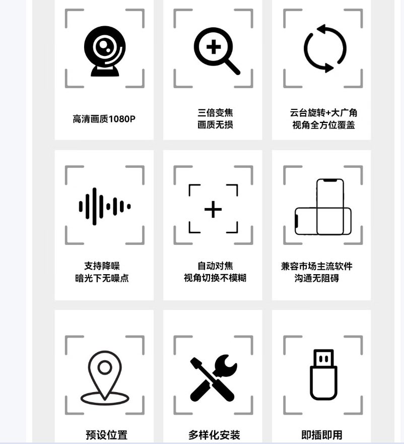 纽曼NM-S103-1080视频会议摄像头/USB免驱/3倍变焦/远程视频会议系统/在线教学/1080P高清摄像机高清大图