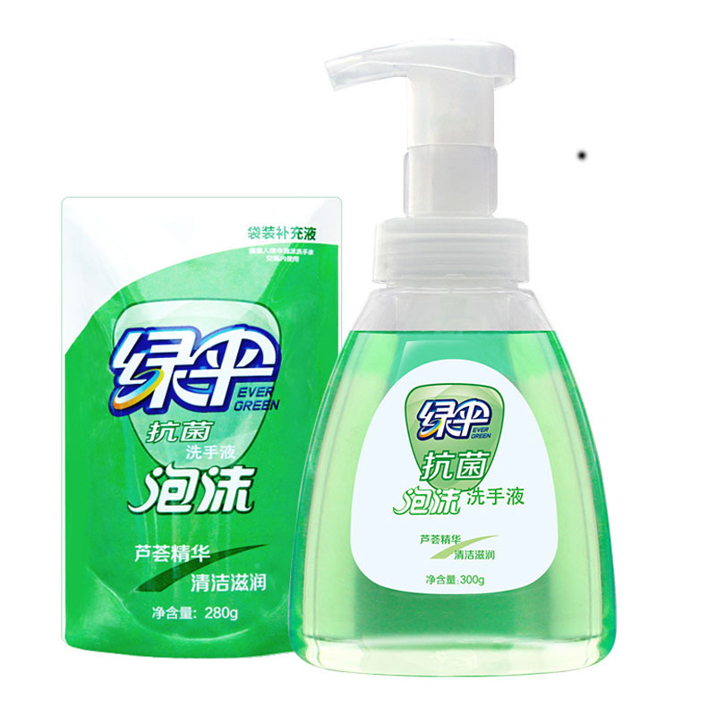 绿伞 抗菌泡沫洗手液300g(芦荟香型)+280g补充装