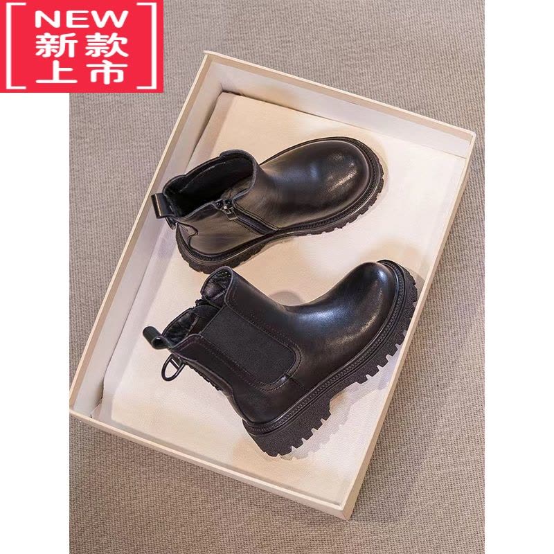 可莉允女童鞋马丁靴2022年秋冬新款儿童靴子加绒短靴秋季二棉中大童鞋子图片