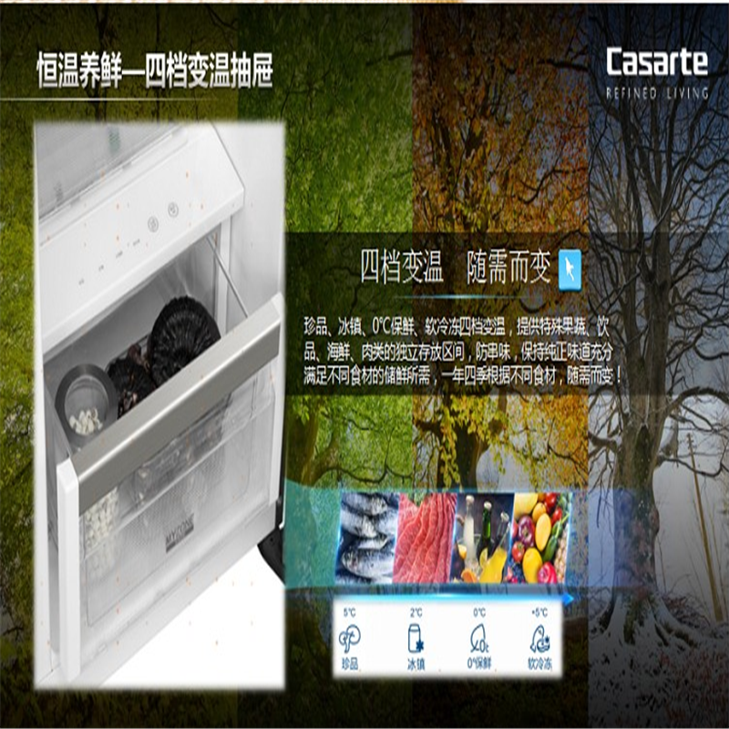 海尔(Haier)卡萨帝对开门冰箱BCD-628WDBAU1 628升 铂钻银 家庭商务 单个价