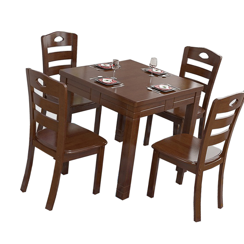 汐餐桌黑胡桃一桌四椅套高清大图