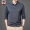 爱曼普新款含棉男士polo衫时尚条纹领纯色百搭休闲长袖薄款T恤男