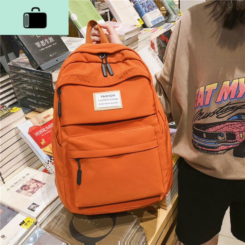 2019时尚书包女ins风韩版ulzzang高中学生背包潮大容量初中双肩包NEW LAKE 款式四0192-橘色