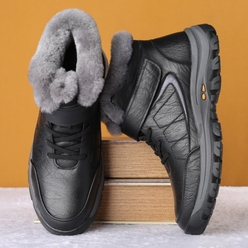 棉鞋男冬季加绒保暖商务休闲爸爸鞋加厚羊毛防滑软底大棉皮鞋