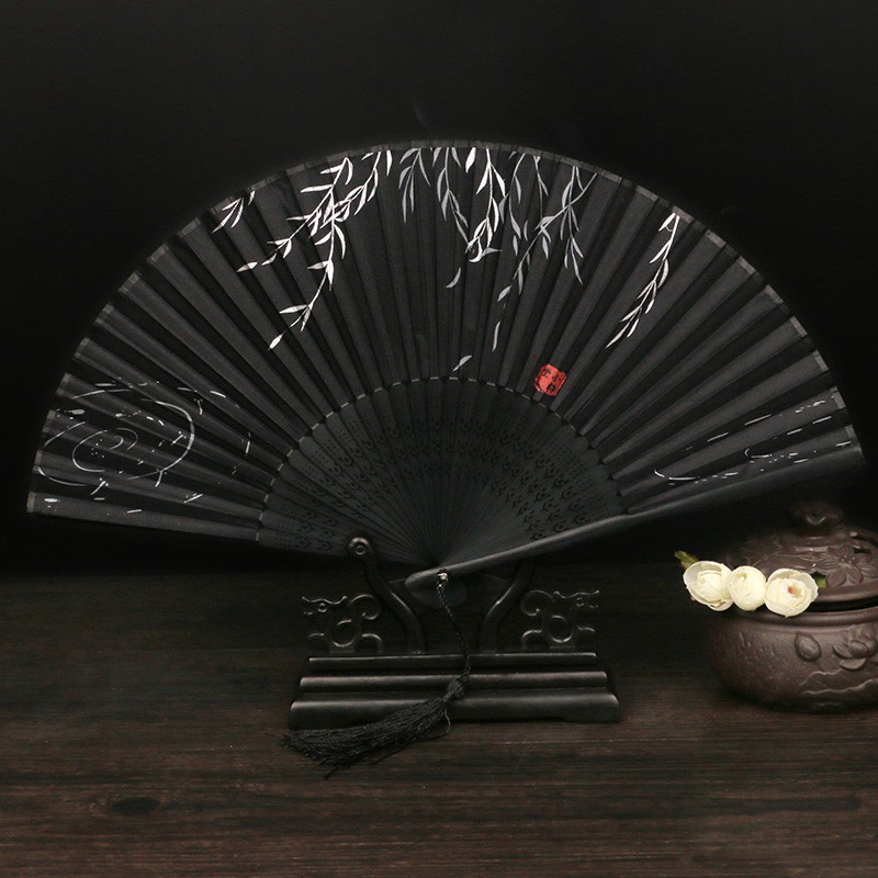 古风扇子折叠扇女日式中国风古典汉服舞蹈扇夏季便携流苏随身定制 三维工匠 空山