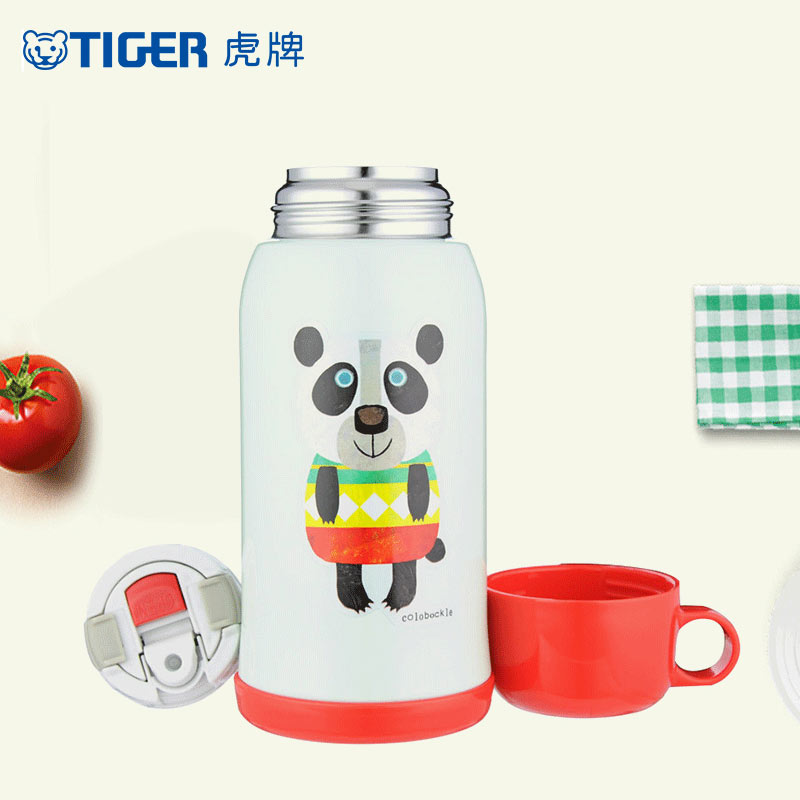 虎牌(tiger)儿童真空保温杯儿童卡通保温杯卡通熊猫款保温保冷杯杯盖杯经典款 MBJ-C06C-CP 600ML高清大图