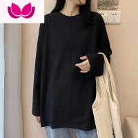 七斓2023年新款chic早外穿秋衣内搭打底衫上衣长袖t恤女装底七2长 L 基础宽松版-黑色