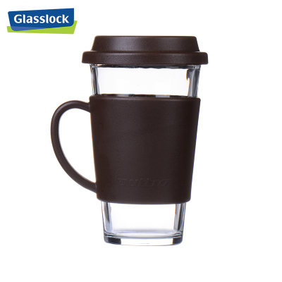 三光云彩(GLASSLOCK)耐热钢化玻璃水杯泡茶杯韩国进口 咖啡色 RC106带把手 500ml带把手隔热水杯