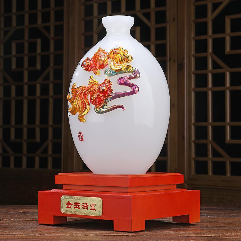 玉花瓶摆件金玉满堂创意家居客厅电视柜隔断装饰送礼乔迁新居礼品_630