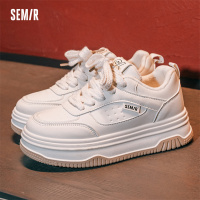 SEMIR女鞋2023冬季新款加绒板鞋百搭休闲鞋时尚软底女棉鞋小白鞋