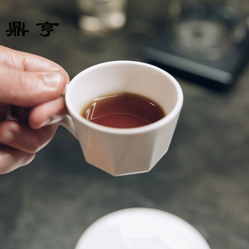 鼎亨日式创意几何陶瓷咖啡杯马克杯意式咖啡杯碟套装卡布奇诺咖啡
