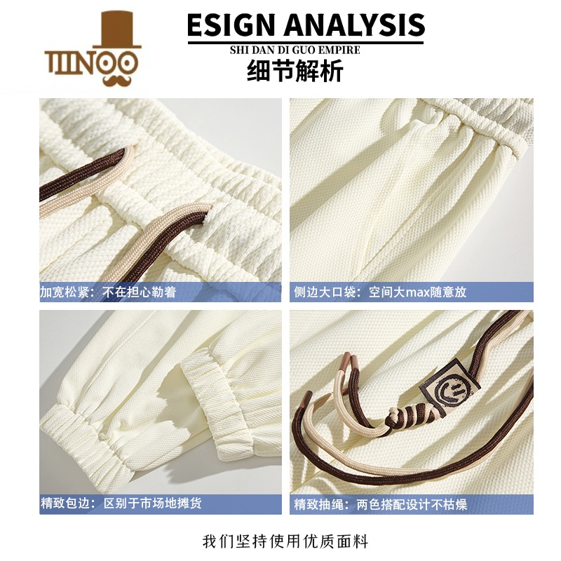 YANXU裤子男款夏季2023新款美式高街复古潮流工装百搭运动休闲束脚裤高清大图