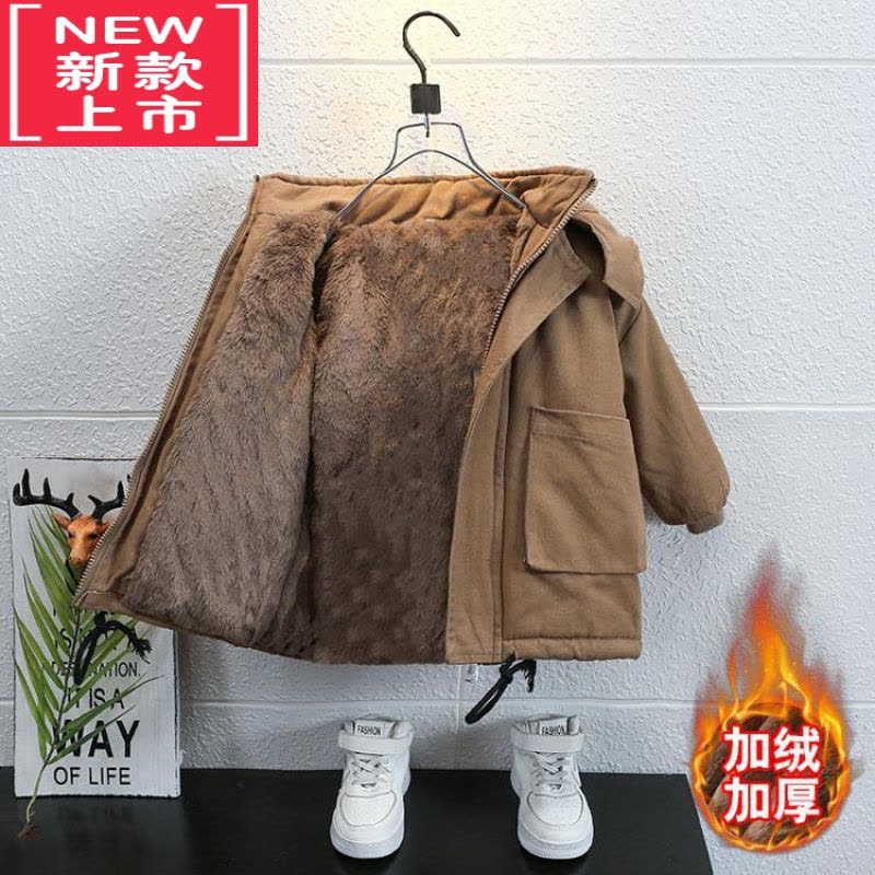 可莉允男童冬装棉服2022新款洋气宝宝加厚衣服潮儿童冬季加绒派克服外套图片