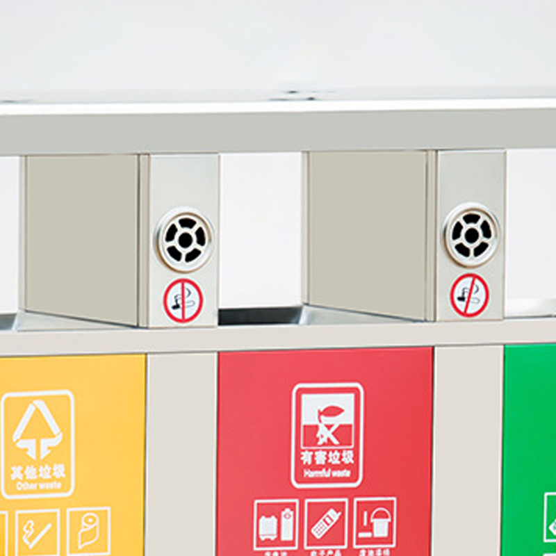 翌嘉 YJ4070413不锈钢分类垃圾箱公共场合环卫果皮箱户外垃圾桶 201不锈钢三分类永康桶高清大图